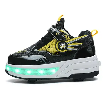 Новые маленькие четырехколесные детские спортивные роликовые коньки для мальчиков, светодиодная светящаяся роликовая обувь для девочек, роликовые коньки 31-40