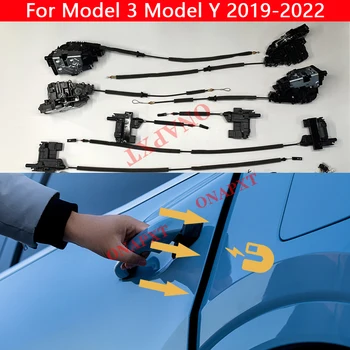 Для Tesla Модель 3, модель Y 2019-2022, автомобильная электрическая дверная ручка, светодиодный рассеянный свет, умный замок всасывания, автоматически открывающаяся дверь
