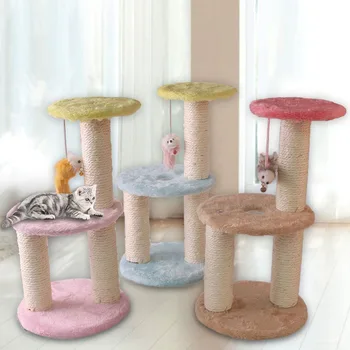 Игрушка-когтеточка для кошек, плюшевая рама для лазания сизаля, трехслойная забавная игрушка для кошек, доска для царапин для кошек, принадлежности для шлифования когтей