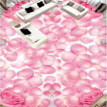 настенная роспись ванной комнаты beibehang на заказ 3D, романтические розовые лепестки роз, нескользящие водонепроницаемые самоклеящиеся обои из ПВХ