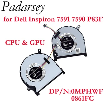 Pardarsey Совершенно Новый Оригинальный Вентилятор охлаждения процессора MPHWF 0MPHWF GPU Fan Cooler Set 861FC 0861FC для Dell Inspiron 7591 7590 P83F