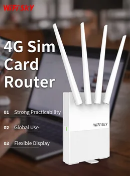Мощный открытый 4G LTE беспроводной маршрутизатор AP WiFi, подключи и играй, 4G маршрутизатор SIM-карты, 2,4 ГГц + 4g Беспроводной маршрутизатор с 4 антеннами
