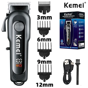 Kemei 1132 Перезаряжаемый Триммер для волос Для Мужчин, Профессиональная Машинка для стрижки Бороды, Электрическая машинка для стрижки волос, Двухскоростной двигатель