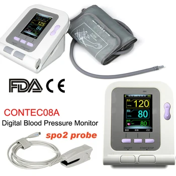 Монитор артериального давления Электронный сфигмоманометр Инструмент для измерения частоты сердечных сокращений измеритель АД + зонд SPO2 монитор АД
