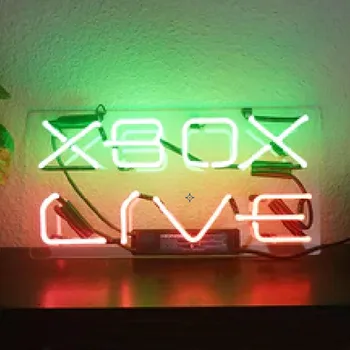 Вывеска с неоновым светом для игры XBOX Live, Изготовленная на Заказ из настоящего Стеклянного Тубуса Ручной работы, Магазин-бар, Рекламный Декор комнаты, Дисплей, Цепочка для подвешивания неоновой лампы 14X8 
