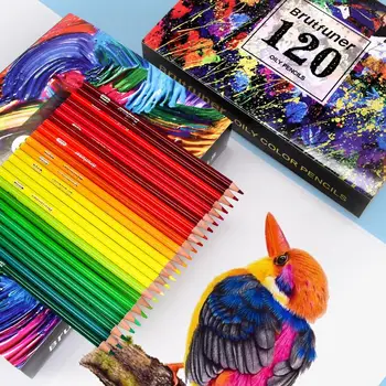 Brutfuner 120 цветов, профессиональные масляные цветные Карандаши, Деревянный мягкий акварельный карандаш для школьной живописи, принадлежности для рисования эскизов