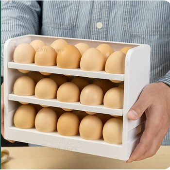 30 сеток, коробка для хранения яиц, Сетки, Холодильник, Контейнер-органайзер для яиц, сохраняющий свежесть, Многофункциональный, 3 слоя, устройство для измельчения яиц