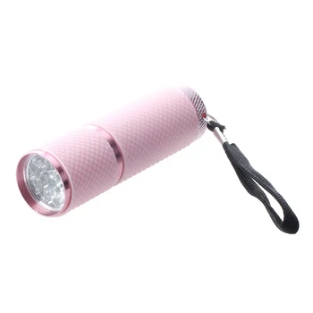 Наружный мини-фонарик с 9 светодиодами с розовым резиновым покрытием