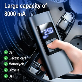 Аккумуляторный воздушный насос емкостью 150 фунтов на квадратный дюйм, шиномонтаж 6000 мА, Портативный компрессор, Цифровой автомобильный шинонасос для велосипедных шин, шарики