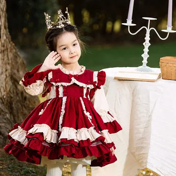 Модное детское платье для девочек, осеннее свадебное платье с длинными рукавами для девочек, бальное платье принцессы в стиле 