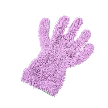 Двухсторонняя перчатка из кораллового плюша, перчатка для мытья автомобиля, Многофункциональная чистящая перчатка для протирания пыли, средство для мытья автомобиля (зеленый Фиолетовый)