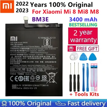 Xiao Mi Оригинальный Аккумулятор для телефона BM3E Для Xiaomi Mi 8 Mi8 M8 Настоящий 3400 мАч Высококачественный Сменный Аккумулятор Бесплатные Инструменты + Наклейки
