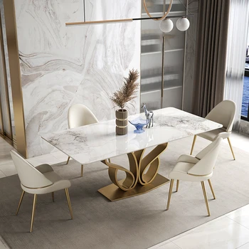 Дизайнерский обеденный стол из шифера, Роскошный Современный минималистичный Камень, Высококачественный креатив 2022, Новый обеденный стол с яркой поверхностью, стул