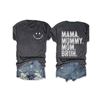 Rheaclots/Женские футболки Cool Moms Club, Хлопковые футболки с принтом Mama Mommy Mom Bruh, Женские футболки с графическим рисунком, Топы