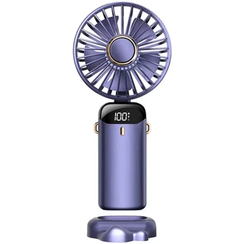 Ручной вентилятор Портативный вентилятор Персональный вентилятор 5000 мАч, перезаряжаемый, 5 скоростей со светодиодным дисплеем, регулируется на 90 °