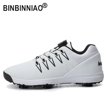 BINBINNIAO/ Новая женская обувь для гольфа, Водонепроницаемая обувь с шипами, Мужская Обувь для гольфа, Большие Размеры 36-47, нескользящие кроссовки для гольфа, обувь для ходьбы