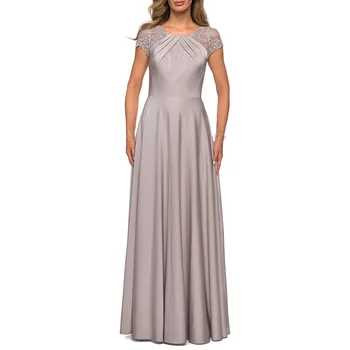 Простые платья для матери Невесты Трапециевидной формы, Атласная складка, Короткий рукав, длина до пола, для Свадеб, Вечернее платье на заказ
