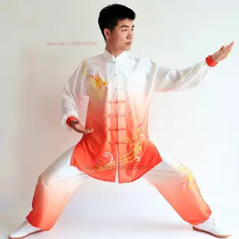 2023 традиционные топы для упражнений тайцзи кунг-фу + комплект брюк с национальной вышивкой дракона, одежда для занятий боевыми искусствами