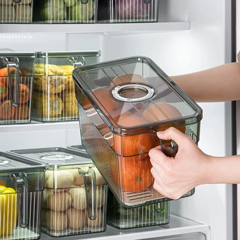 Кухонные контейнеры для хранения с крышкой для записи времени Органайзеры для холодильников Хранят свежие продукты и фрукты в холодильнике с морозильной камерой Ящики для хранения