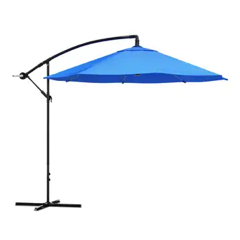 10–футовый зонт для патио - смещенный козырек от солнца с основанием, синий для наружного пляжного сада