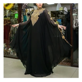 Черная Королевская исламская Современная Элегантная Дубайская Марокканская Длинная Рубашка, Арабское вечернее платье, Европейский и американский модный Тренд