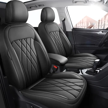 Изготовленный На Заказ Чехол Для Автокресла Volkswagen Tiguan L 2017 2018 2019 2020 2021 2022 2023 Кожаные Чехлы для передних и задних сидений Полный Комплект