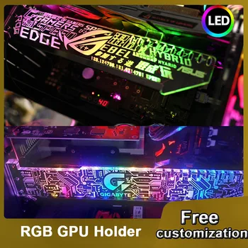 DIY ARGB GPU Кронштейн Горизонтальная Поддержка Видеокарты RGB Держатель Видеокарт Настраиваемая Синхронизация AURA PC Modding Gamer