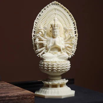 Lotus Qianshou Guanyin Фигура Святого покровителя скульптура статуя Изделия из смолы Высококачественные аксессуары для украшения дома и гостиной