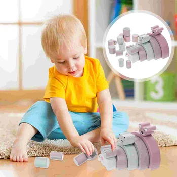 1 Набор радужных игрушек для укладки, креативные красочные строительные блоки в стиле животных, детские развивающие игрушки