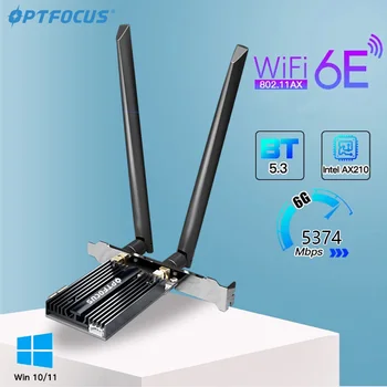 OPTFOCUS 5400 Мбит/с Беспроводной адаптер WiFi 2,4 G 5G 6 ГГц Intel AX210 802.11AX Для bluetooth 5,3 WiFi 6E адаптер Win10 WiFi 6e карта