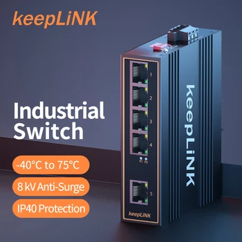 Промышленный 5-портовый 10/100 Мбит/с Быстрый гигабитный Din-рейка Металлический IP40 неуправляемый сетевой коммутатор Ethernet