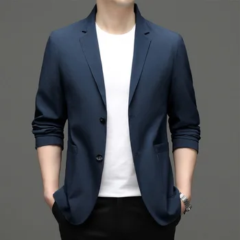 5917 -2023 Мужской модный повседневный маленький костюм мужской корейский 66 версия приталенного костюма, пиджак однотонного цвета