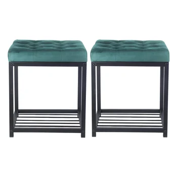 GIA Design Group 2 упаковки Оттоманки с квадратной металлической обивкой, зеленый табурет, мебель для стульев