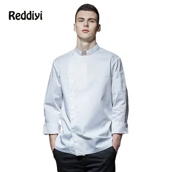 Мужская куртка для кухни в западном ресторане с длинными рукавами, Белая рабочая форма шеф-повара отеля, Костюм для приготовления пищи, Кофейный комбинезон