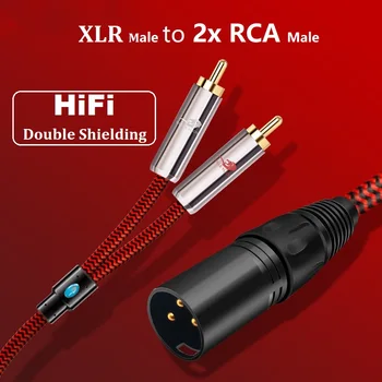 Аудиокабель XLR-Dual RCA для Микшерной Консоли, Усилителя, Динамика, Микрофона, Домашних Стереосистем, Y-Образный Разветвитель, Экранированные Шнуры