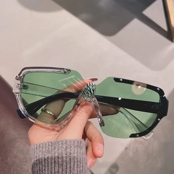 Женские солнцезащитные очки SHAUNA Ретро Негабаритной формы, модные цельные прозрачные океанские линзы, оттенки UV400, Мужские двухцветные солнцезащитные очки