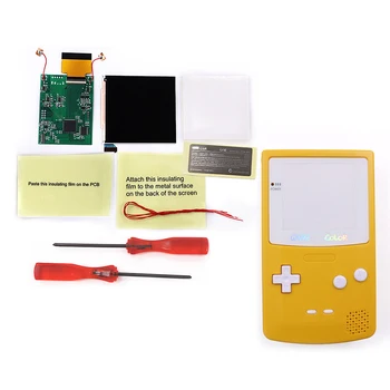 Желтый корпус с белой кнопкой и версией OSD, комплект модов для ЖК-дисплея с подсветкой IPS для GameBoy Color GBC