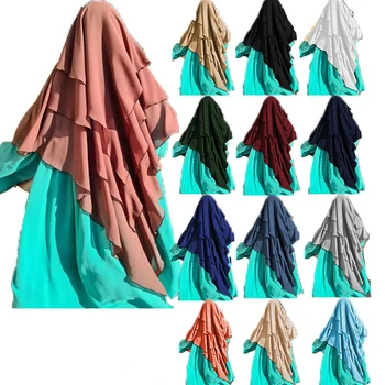 Исламская Одежда Женский Хиджаб Однотонный Удобный Тройной Шейла Муслим K1himar Хиджаб Молитвенная Одежда Головные Уборы Дубай Сауд