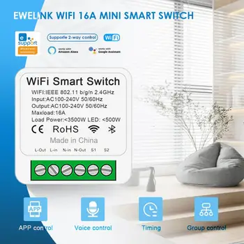 eWeLink Wifi Mini Smart Switch Поддержка 2-полосного управления Беспроводной модуль таймера Голосовое управление через Alexa Google Home Яндекс Алиса
