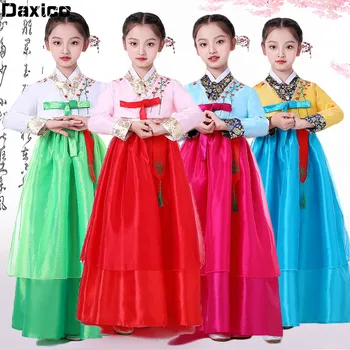 Детское корейское традиционное платье Ханбок Для девочек, танцевальный костюм азиатских этнических меньшинств, Детская одежда для Косплея на свадьбу в Корее