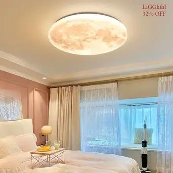 3D лунный светильник потолочный Светодиодный с 3 цветовыми температурами романтическое украшение для внутреннего нового дома домашние потолочные светильники