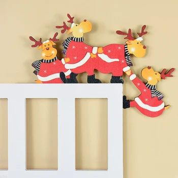 Деревянное Рождественское Украшение Дверной Рамы Санта Клаус Подвеска В Виде Лося Новогодний Стол Подвесные Украшения Счастливого Рождества Домашний Рождественский Декор
