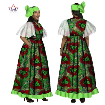 2022 Новые африканские платья Макси с принтом для женщин, пряжа из бинтаревого воска, сшитая на заказ, короткие рукава длиной до щиколоток, вечернее платье WY1265