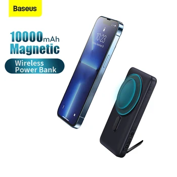 Baseus Magnetic Wireless 10000mAh 15W Power Bank Беспроводная зарядка внешнего аккумулятора Держатель телефона для iPhone 14 13 12 Pro mini