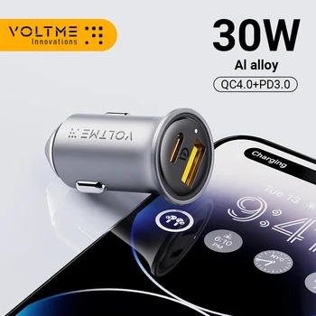 Автомобильное зарядное устройство VOLTME 30W PD USB C Быстрая зарядка Автомобильное зарядное устройство Type C super charge автомобильное USB зарядное устройство для iPhone 15 14 13 Pro Max